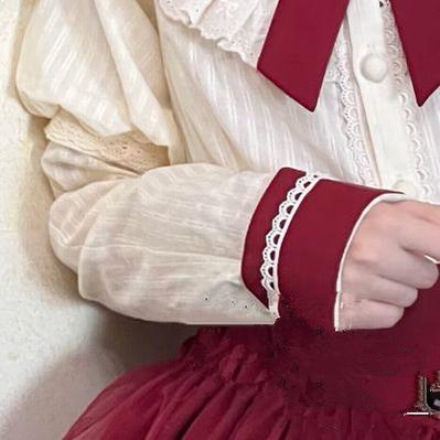 Uncle's Workshop - Rich Girl - Elegant Lolita Blouse and Skirt S Ivory And Red Straight Sleeves Only