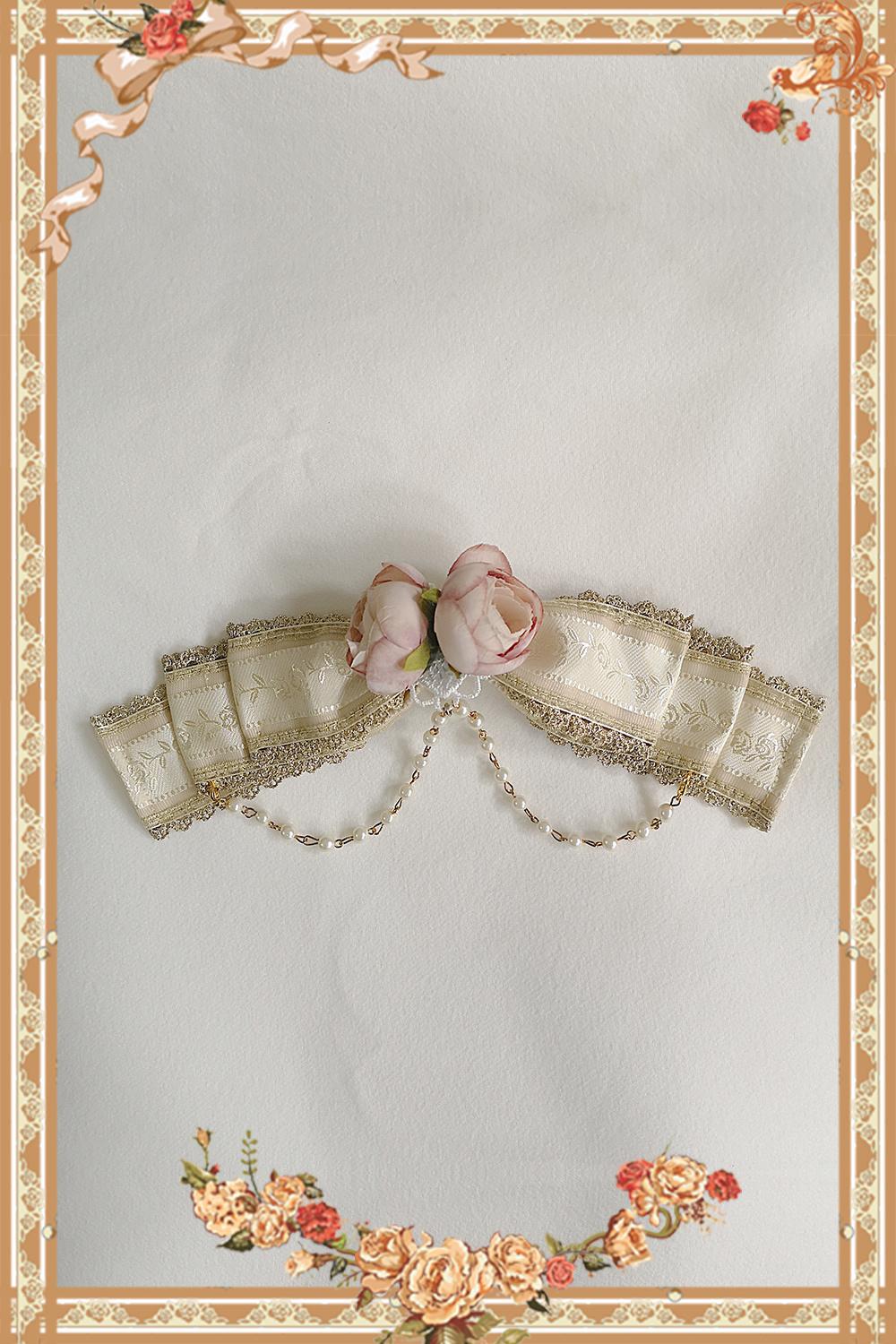 Infanta - Doll House - Sweet Lolita Accessory Bow Rose Brooch Apricot