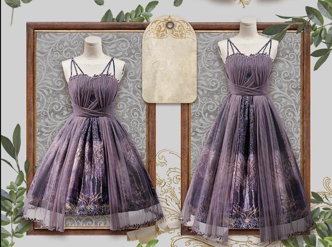 FunCcino - Dense Forest Corridor - Elegant Lolita Jumper Dress S-M long version purple JSK
