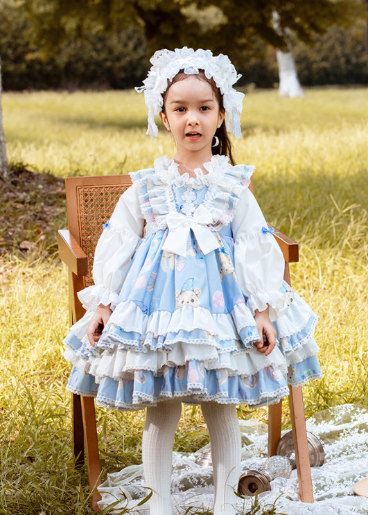 Kawaii Kid Lolita Princess Dress Puffy Skirt 120cm blue 