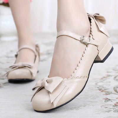 Sosic~Round Toe Lolita Shoes Sweet Bow Design Size 33-41 33 apricot 