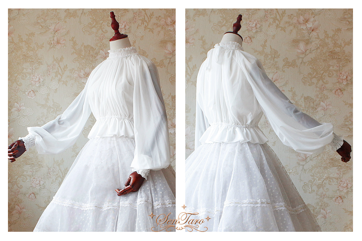 SenTaro - Little Pudding - Long Puff Sleeve Lolita Blouse One Size milk white (in stock)