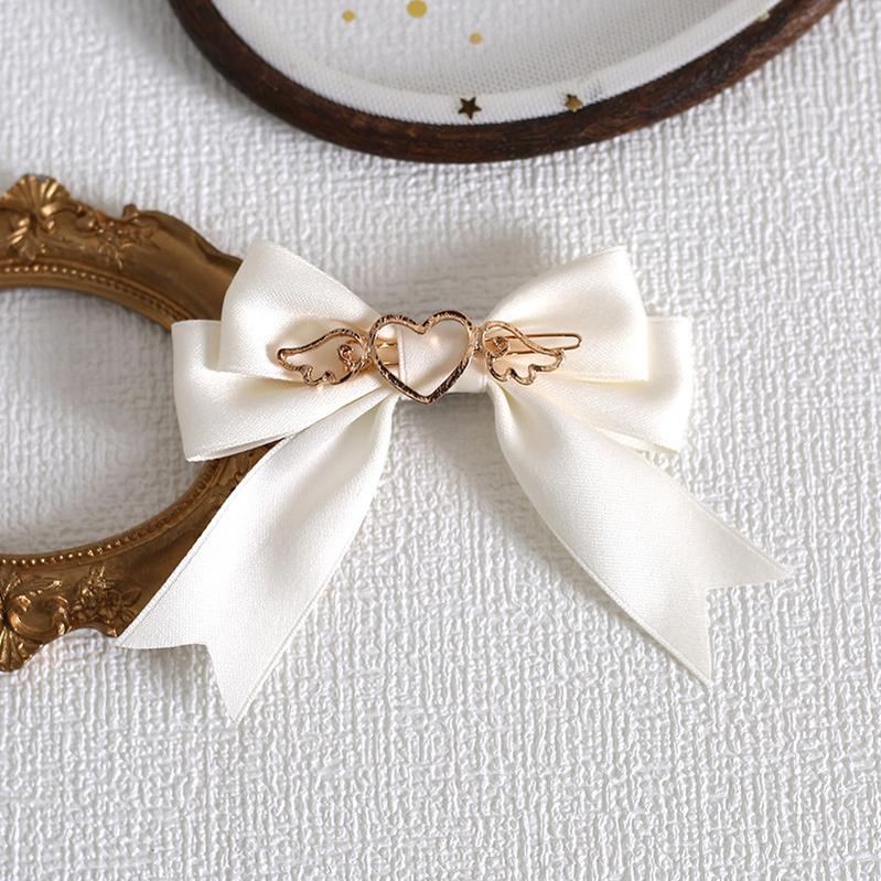Xiaogui - Handmade Kawaii Bow Clips Brooch Multicolors milky white fish-mouse clips