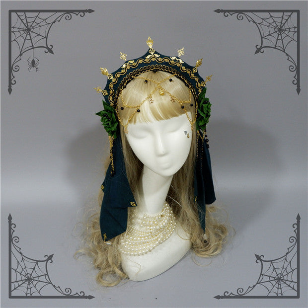 Foxcherry-Palace Retro Gorgeous Lolita headdress Multicolors green headband only