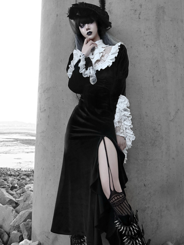 Blood Supply~Gothic Lolita Dress Halloween Vampire Mermaid Velvet OP   