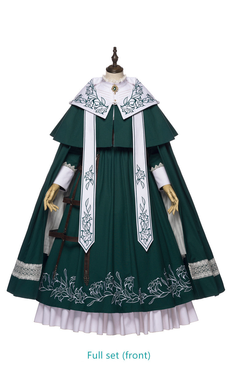 Youpairui~Lobnya~Gothic Nun Lolita Green OP Dress Set 2410:37297