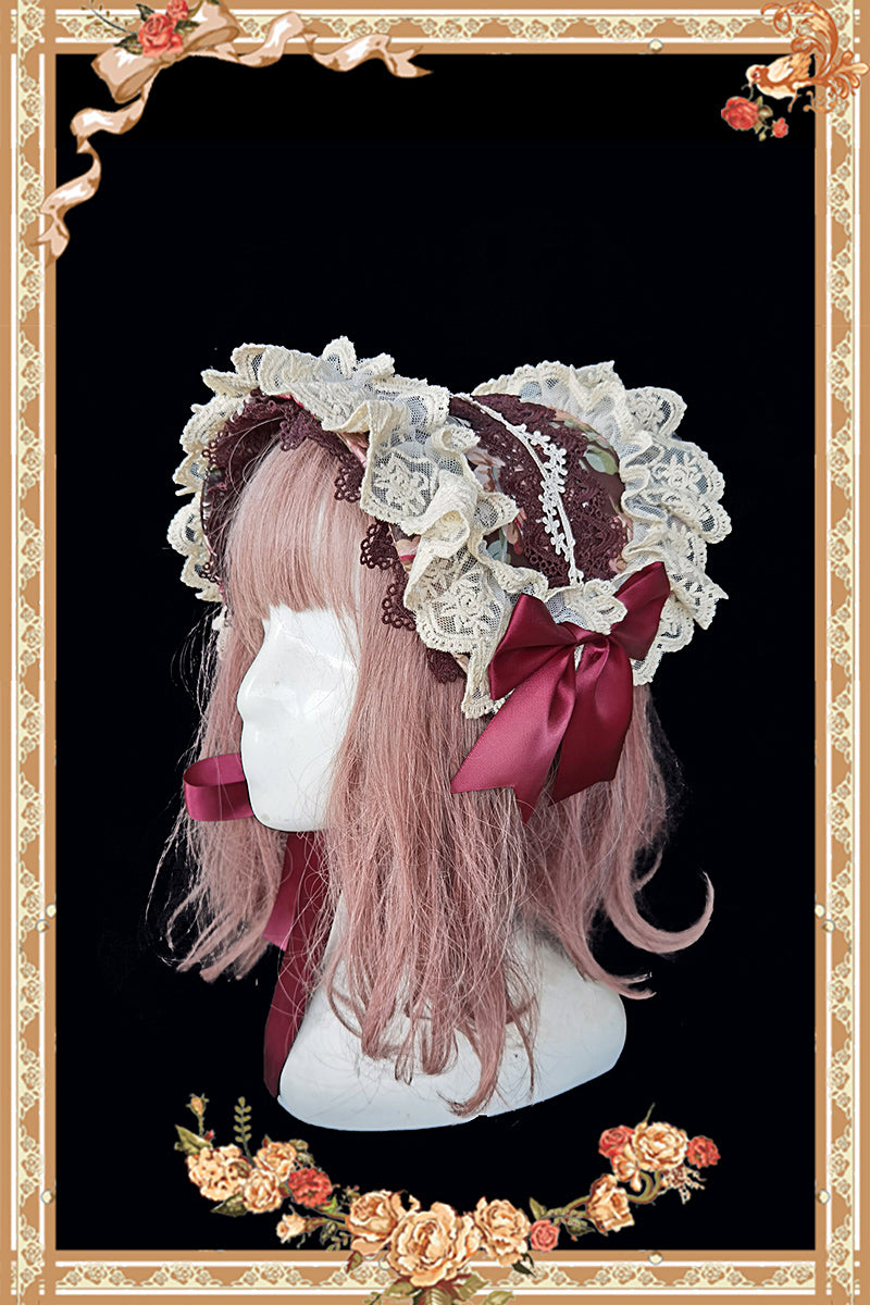Infanta~Rose Garden~Cotton Floral Lolita JSK Dress free size brown headdress 