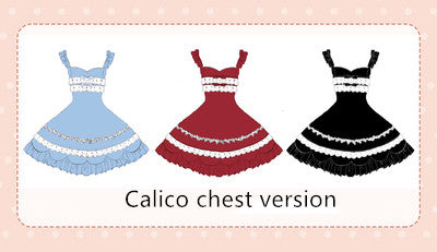 Magic Tea Party - Solid Color Lolita Casual Dress Floral Dress JSK S Calico chest grayish blue