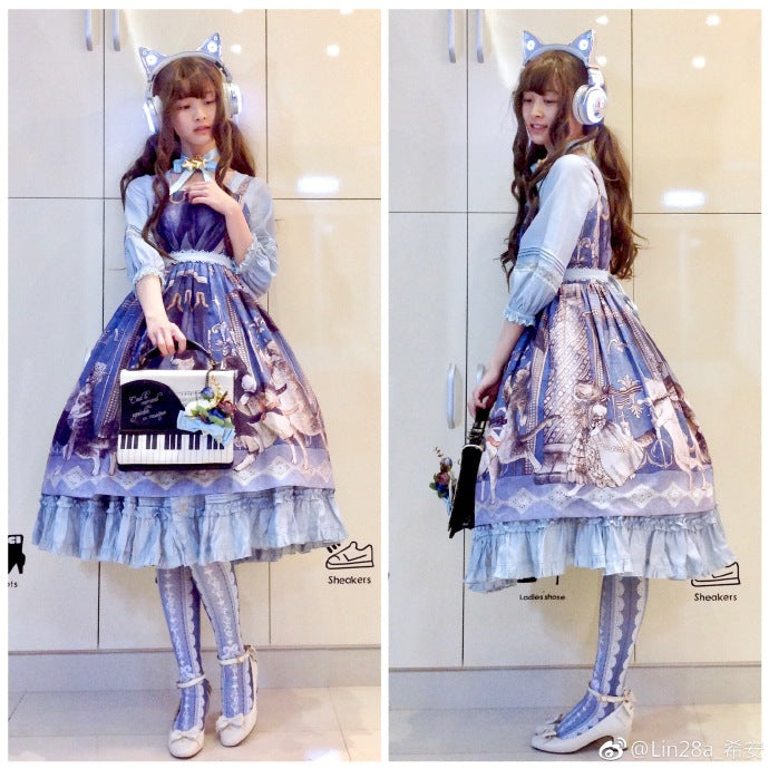 Lace Printed Bow 80D Lolita Tights Multicolors