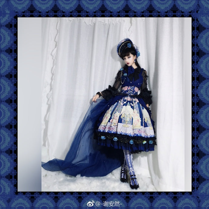 Lace Printed Bow 80D Lolita Tights Multicolors