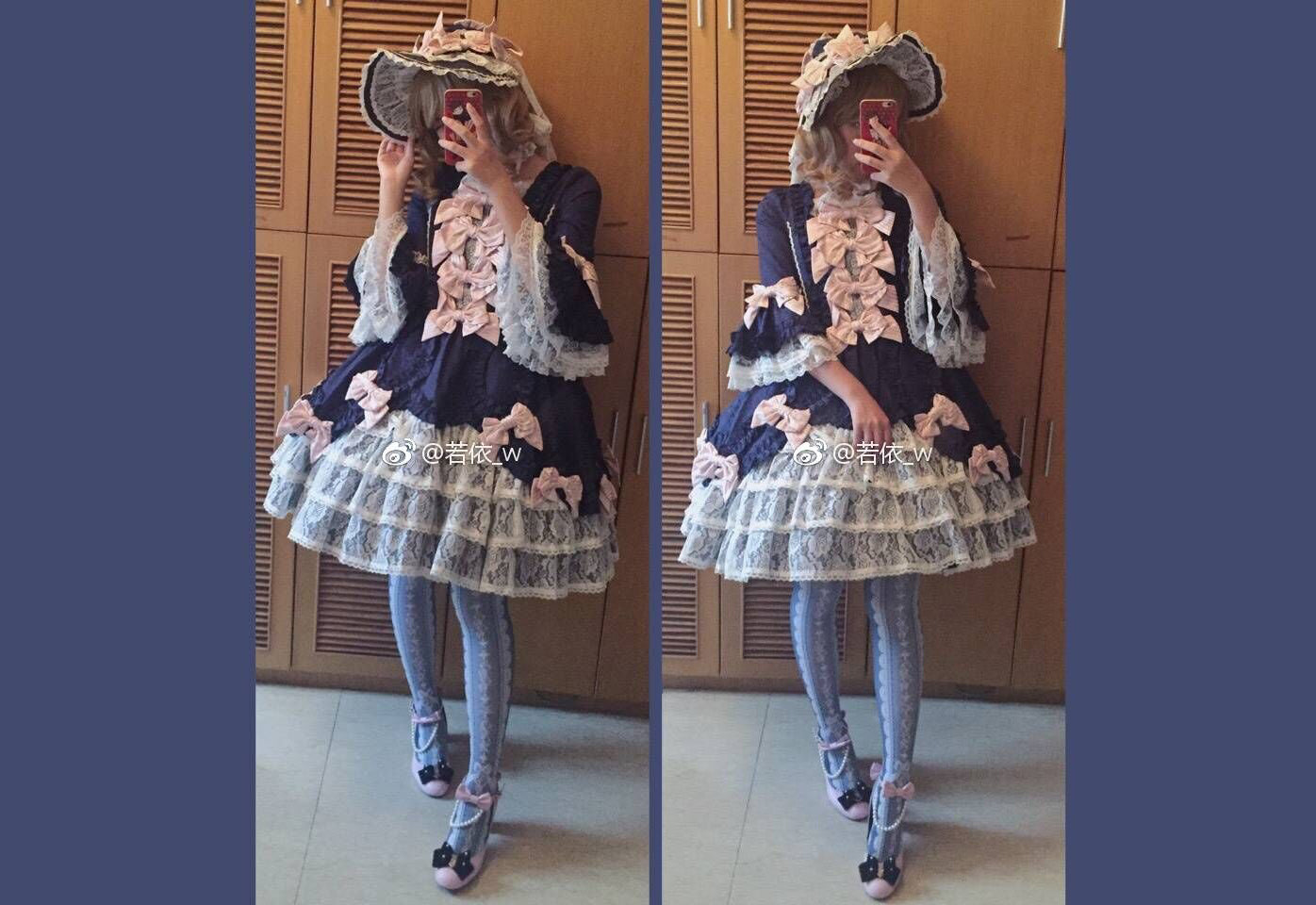 Lace Printed Bow 80D Lolita Tights Multicolors