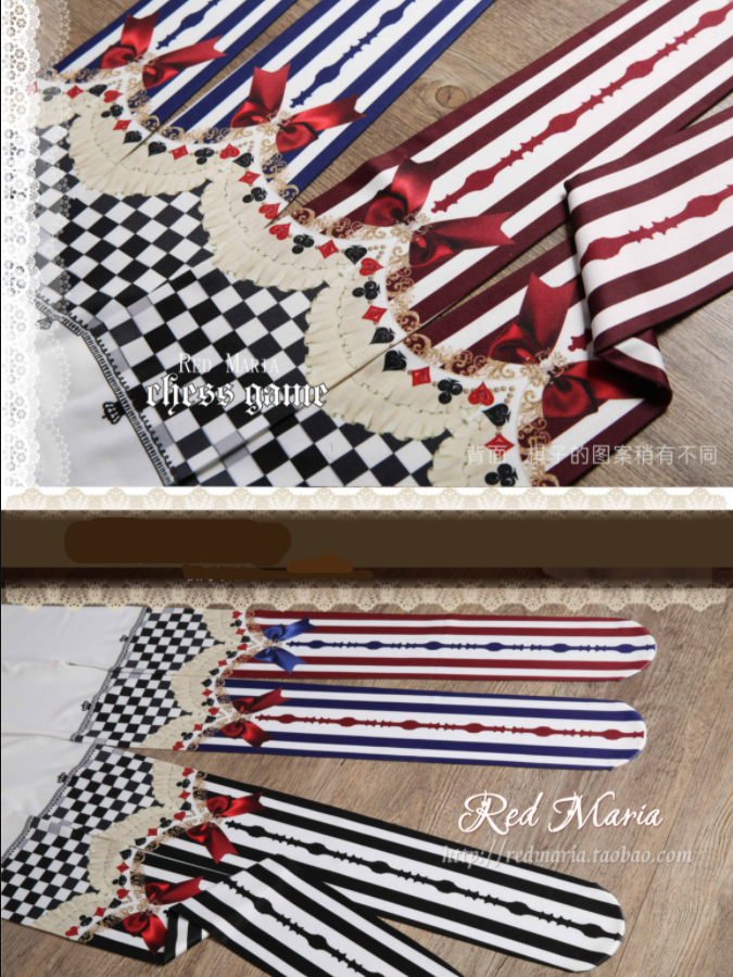Red Maria - Royalty Game - Chessboard 80D Velvet Lolita Tights