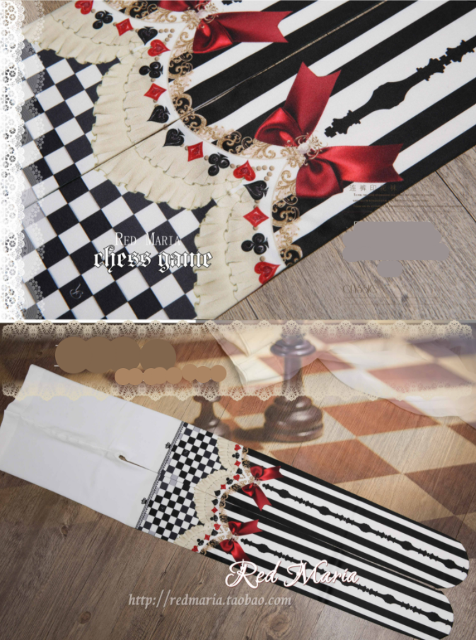 Red Maria - Royalty Game - Chessboard 80D Velvet Lolita Tights