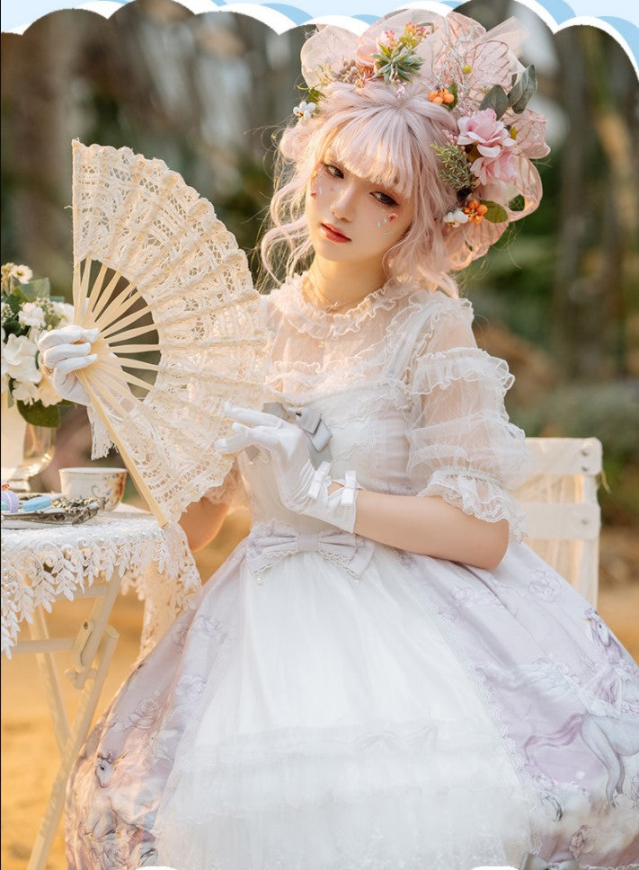 Confession Balloon - Unicorn - Sweet Lolita Dress and blouse Multicolors OP white blouse S