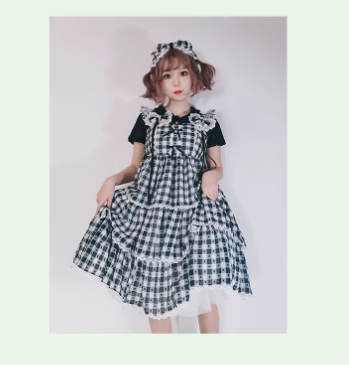 Sakurada Fawn - Plus Size Lolita Jumper Dress Plaid Sweet JSK