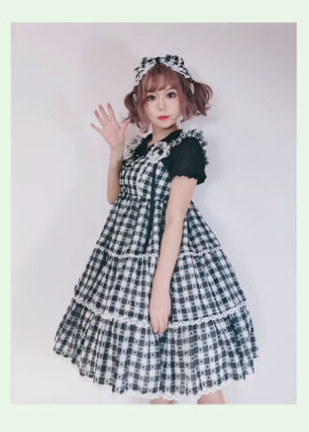 Sakurada Fawn~Sweet Lolita Jumper Dress Bubble Gum Daily Plaid JSK   