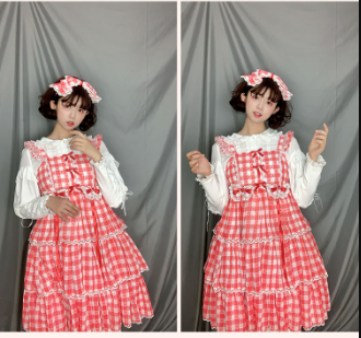 Sakurada Fawn - Plus Size Lolita Jumper Dress Plaid Sweet JSK