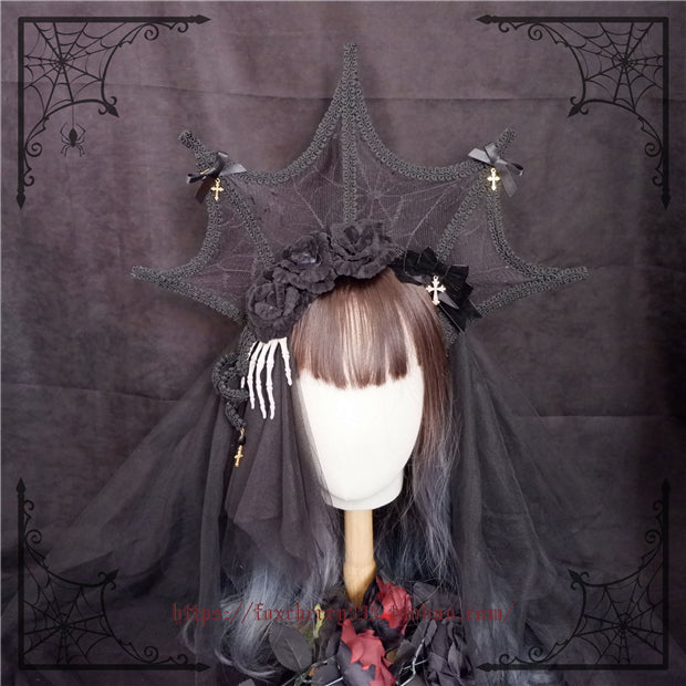 Fox Cherry - Gothic Flowers Hand Bone Cross Headdress