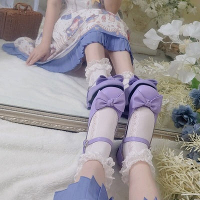 Sosic - Kawaii Lolita Bow Falt Shoes 34 light purple