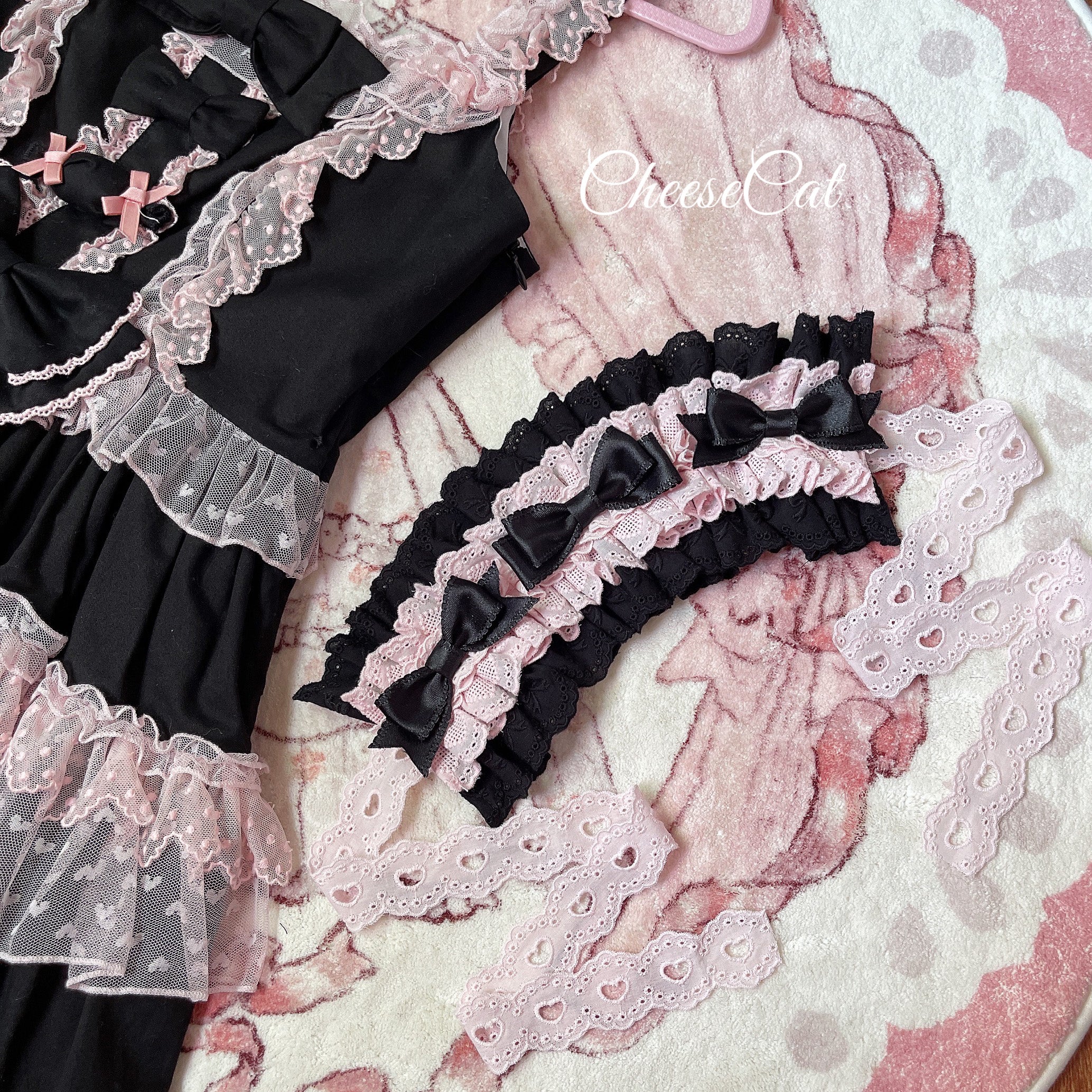 (Buyforme) Cheese Cat~Doll Lullaby Tabby Cat Cotton Lolita Headdress pink+black cotton hairband 7058:78202