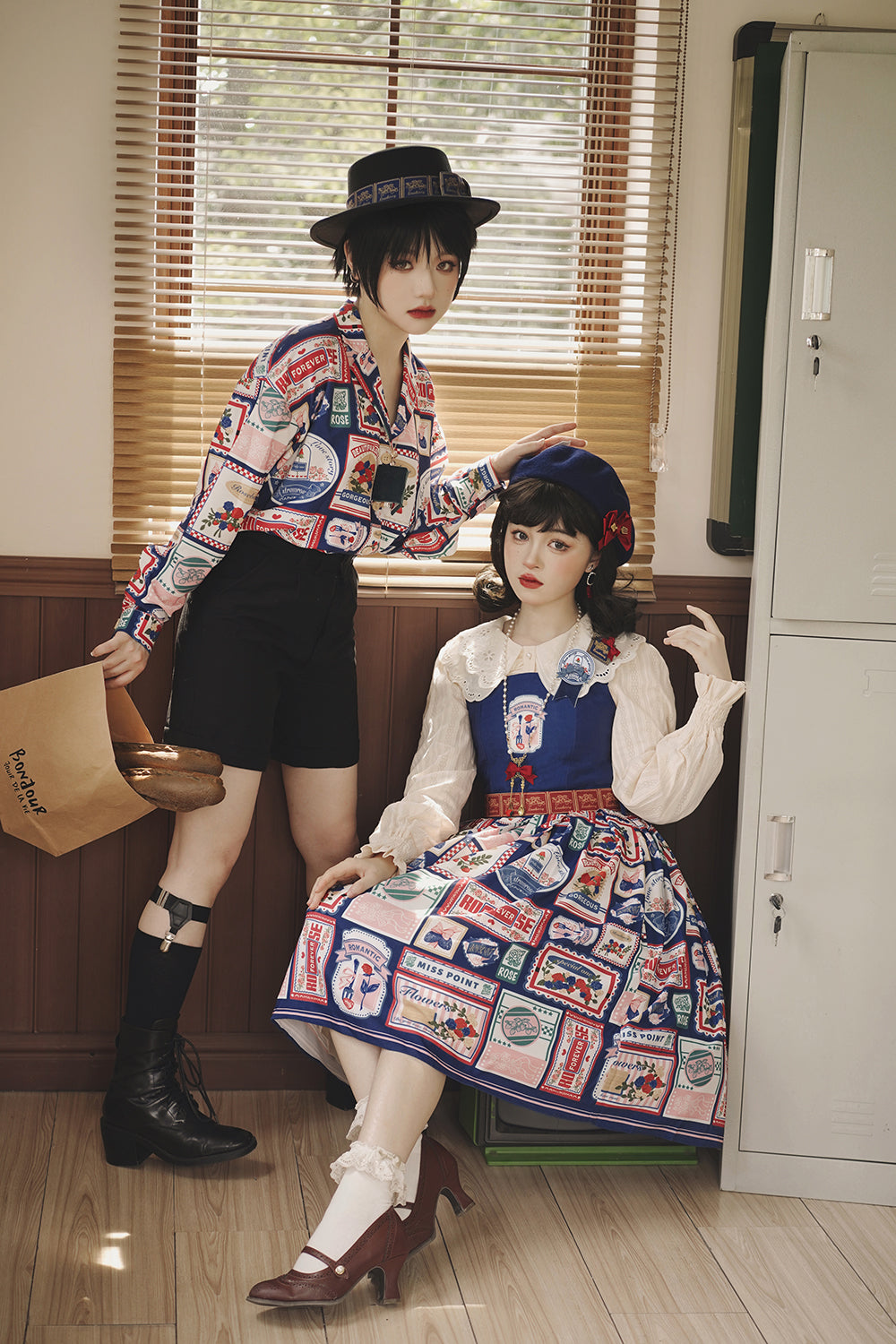 Miss Point - Strawberry Rose - Vintage American Casual Lolita Jumper Dress