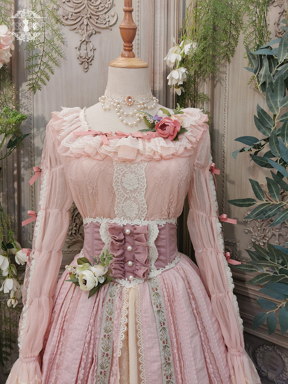 Miss Point~The Sally Gardens~Fish Bone High Waist Lolita Skirt 8492:91166