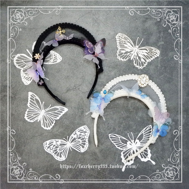 Fox Cherry - Gothic Lolita Butterfly Vintage Gauze Headdress