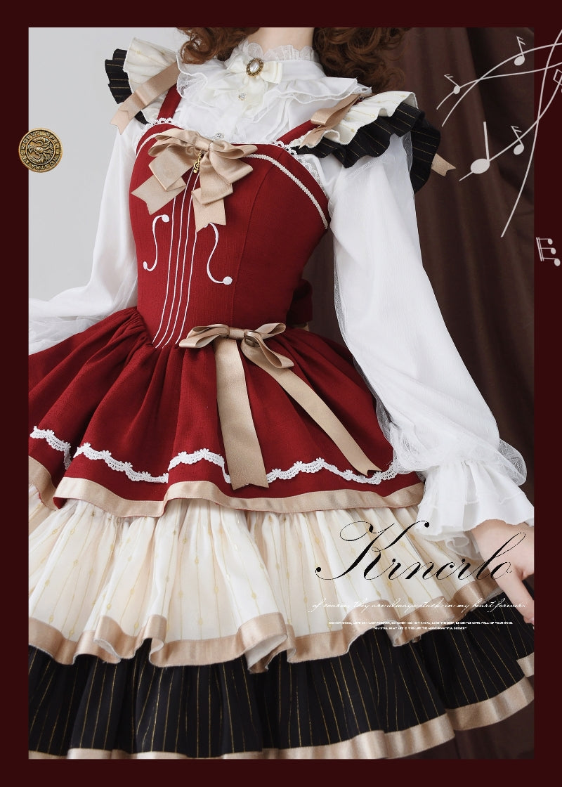 Krncrlo - Cello Vintage Elegant 3 Tiered Lolita Jumper Dress