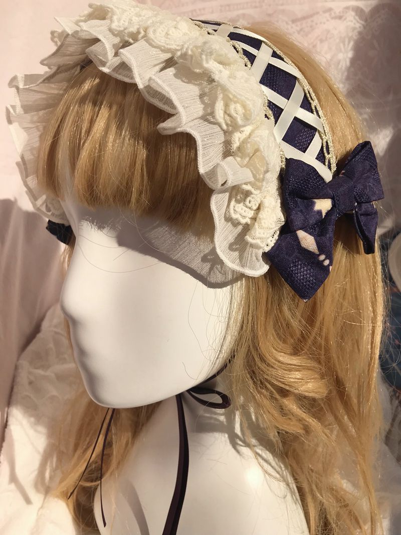 Yilia - Peacock Cross - Sweet Lolita Headdress hairband (same color with the dress)