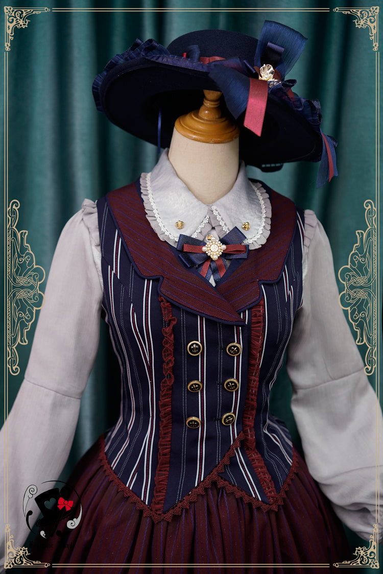 Fantastic Wind - The Florentine Traveller Elegant Lolita OP S Cyan vest (can match with burgundy color SK)