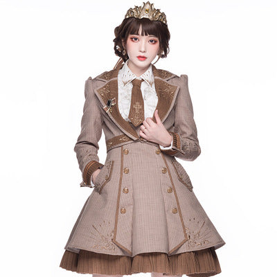 Youpairui - Sheffield - British-style Khaki Ouji Lolita Set One Size Suit A