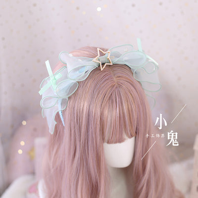 (Buy for me) Xiaogui~Daily Bow Headband Pearl Lolita KC matcha color  