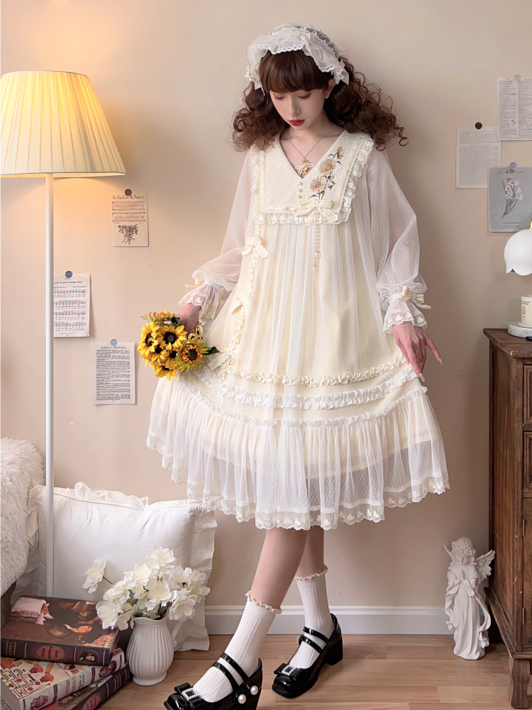Letters from Unknown Star - Sunflower Diary - Spring Lolita Dress Long Sleeve OP