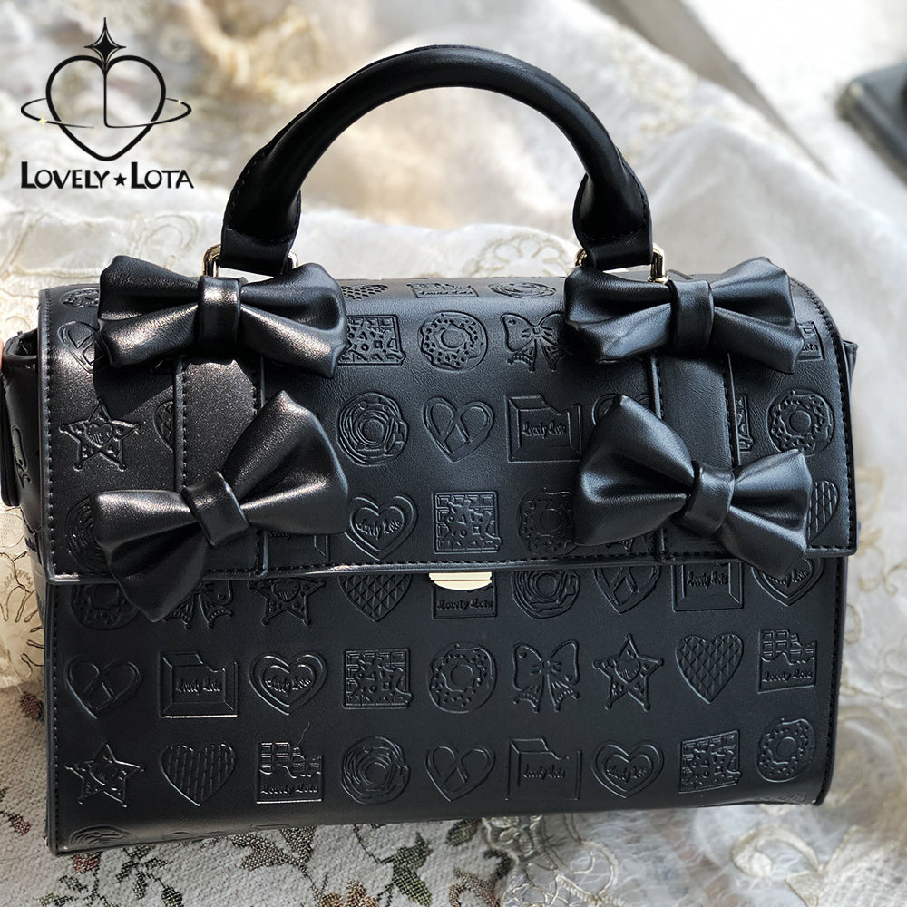 Lovelylota - Sweet Heart Embossed Chocolate Lolita Bag black