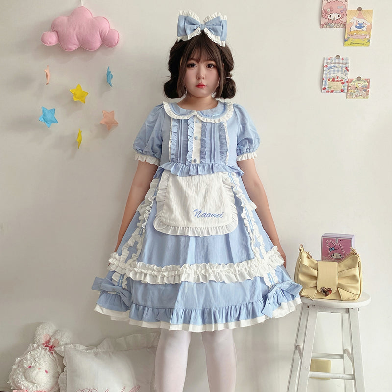 Niu Niu - Plus Size Lolita Nurse Summer OP Dress M blue