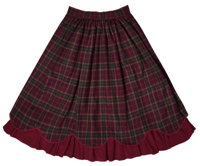 Miss Point - Christmas Preppy Style Velvet Lolita SK Vest Set XS plaid red SK