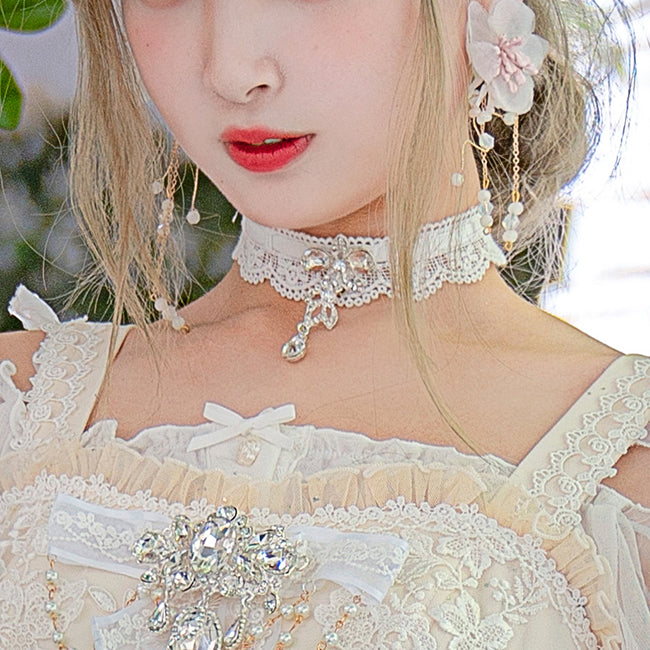 Sweet Wood - Secret Garden In Midsummer - Lolita Bonnet, Necklace, Accessory light pink choker