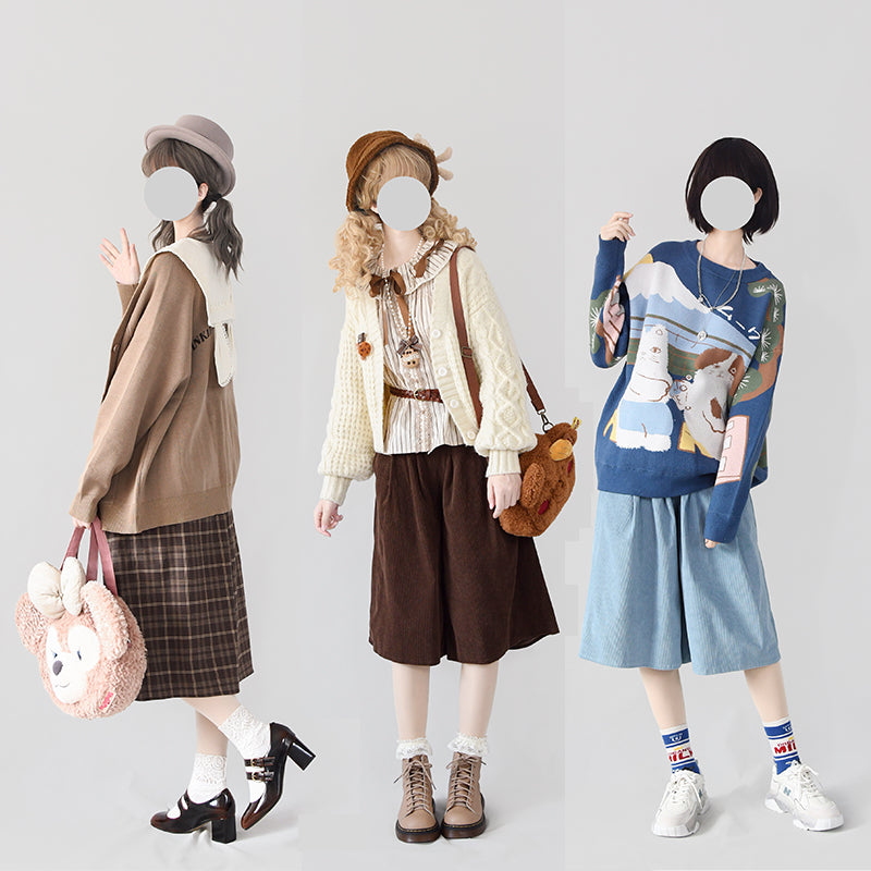 YuanSu - Vintage Loose Lolita Corduroy Pants