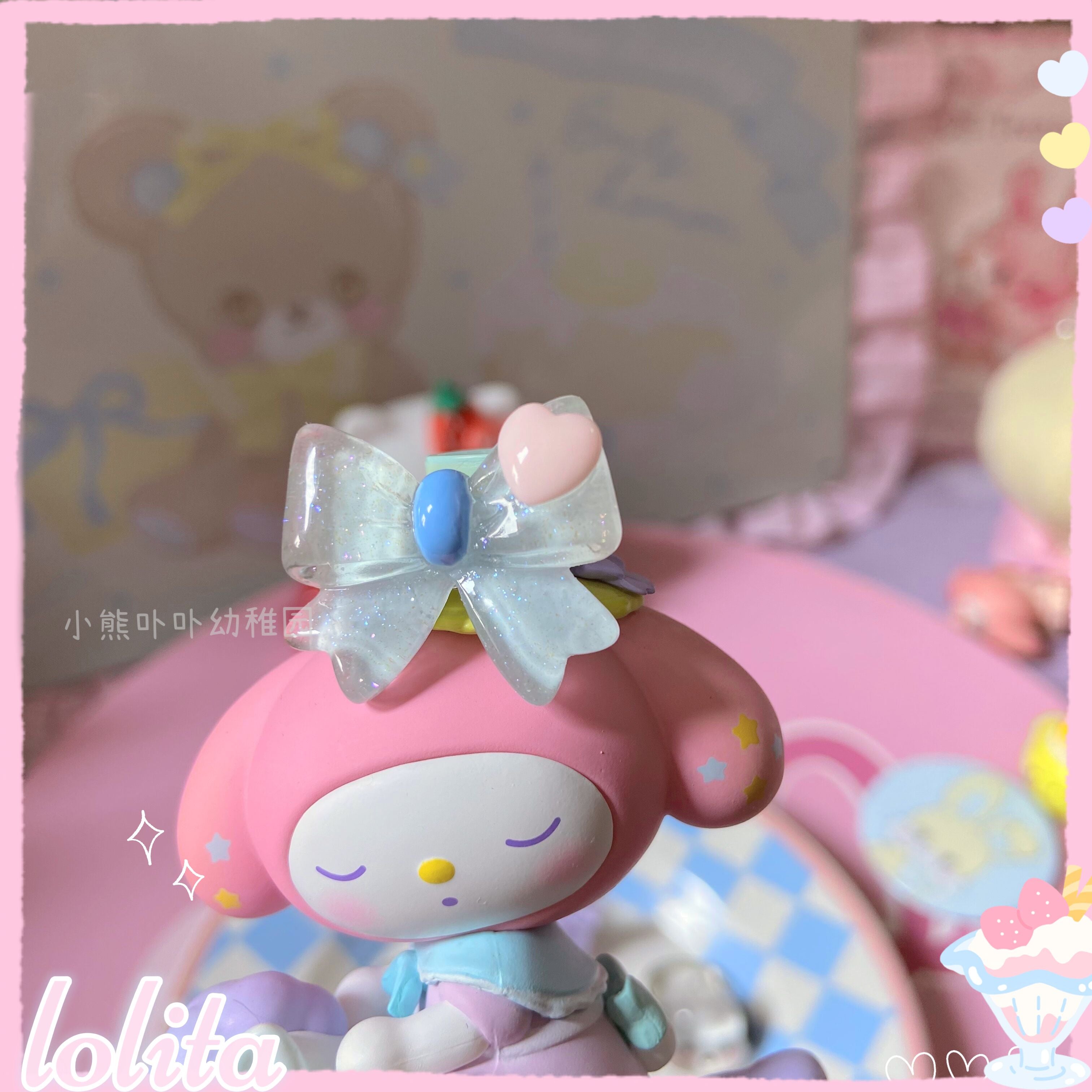 Bear Doll - Kawaii and Sweet Lolita Bowknot Ring fine shimmery blue
