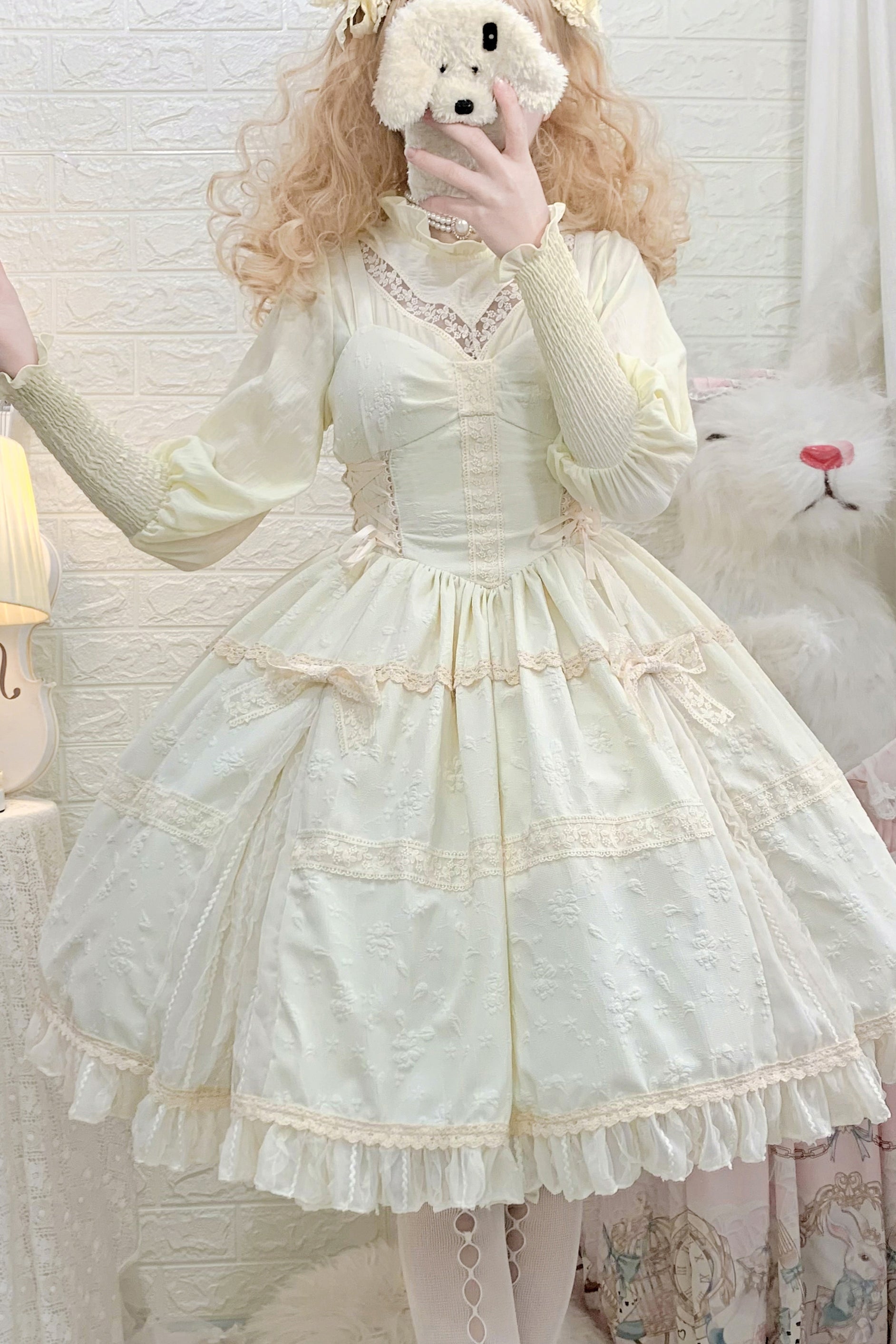 White Tea Story - Elegant Black and White Lolita JSK and Blouse