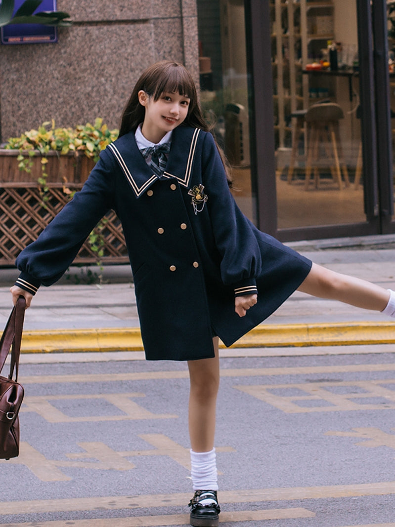 Eieyomi - Lolita Velvet Padded JK Coat S dark blue