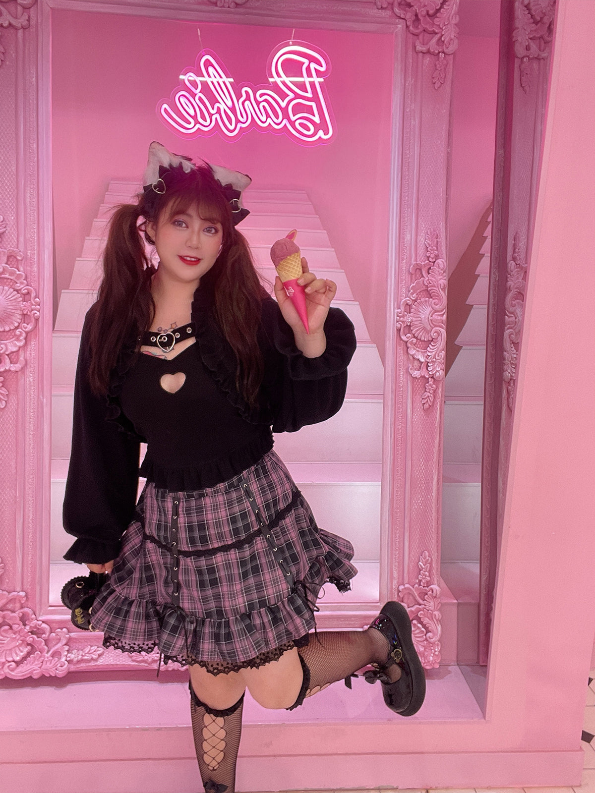 Yingtang - Plus Size Lolita Dress Leopard Hot Girl Sweet