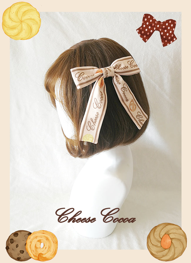 Cheese Cocoa - Sweet Cookies - Bow Hair Clip milk tea color clip