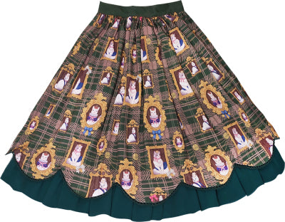 Miss Point - Christmas Preppy Style Velvet Lolita SK Vest Set XS green cat SK