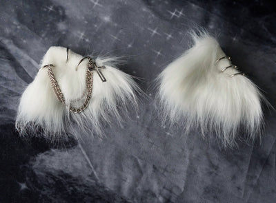 Strange Sugar - Gothic Lolita Handmade Headdress white alloy cat ear hairpin