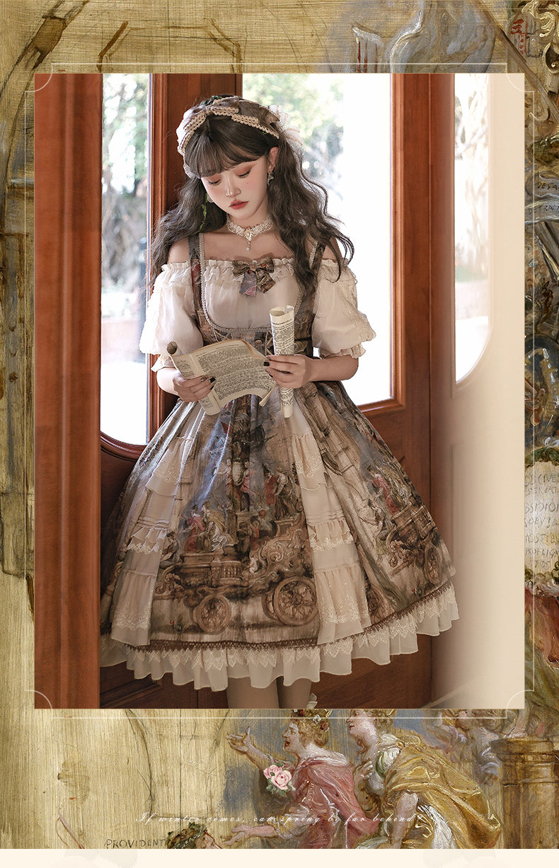 YingLuoFu - Cloria - Classic Oil Paiting Print Lolita JSK