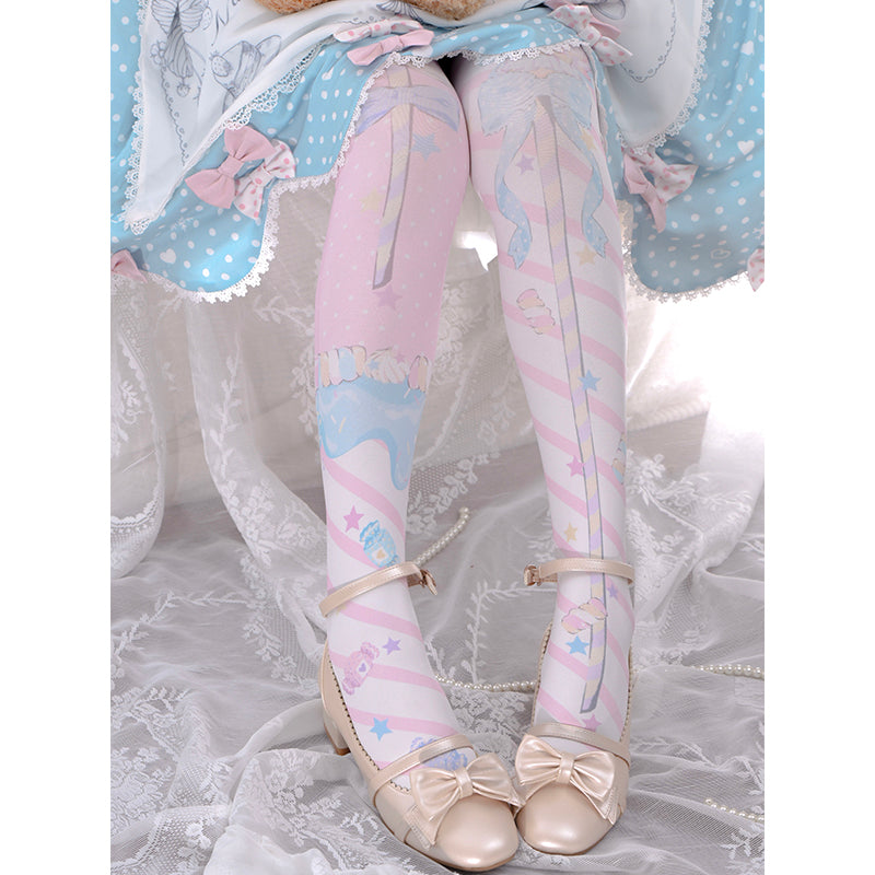 Roji roji - Holy Mace Fairy Kei Lolita Stockings One Size pink
