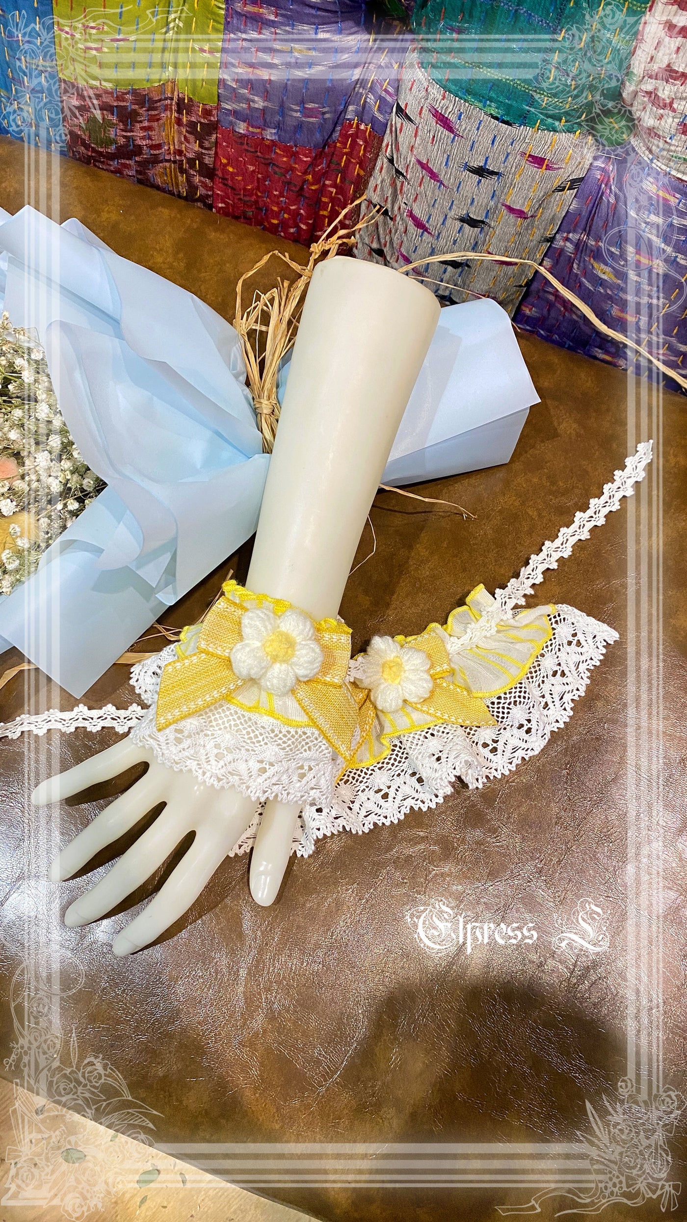 Elpress L~Strawberry Rabbit Lolita BNT Cuffs Choker cheese yellow cuffs 