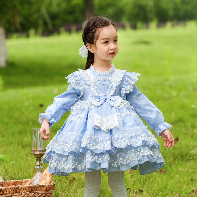 Sweet Kid Lolita Lace Dress blue dress 80cm 