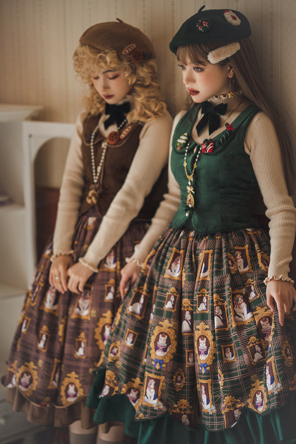Miss Point~Christmas Preppy Style Velvet Lolita SK Vest Set 3690:22611